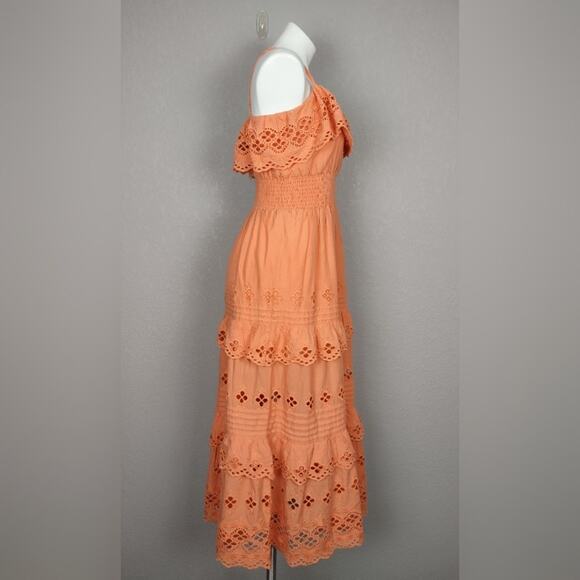 Lovers and Friends Dallas Midi 100% Cotton Dress in Peach Size Small Flawed - Picture 3 of 16